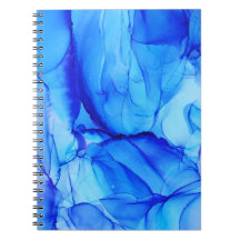 Modern Abstrakt Blue Lila Alcohol Bläck Painting