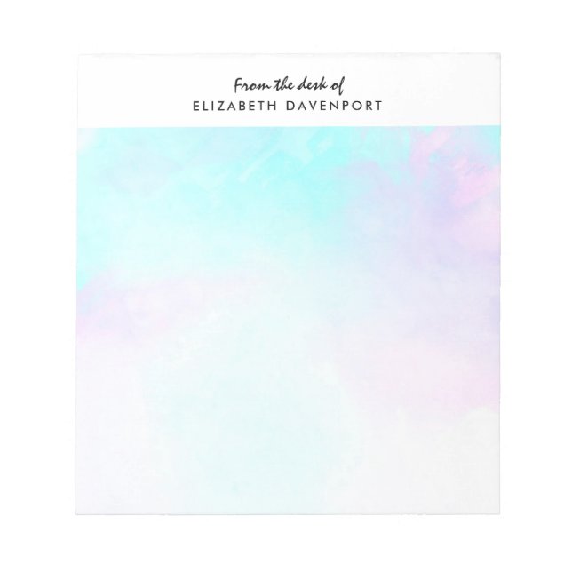 Modern Abstrakt Blue & Lila Watercolor Anteckningsblock (Framsida)