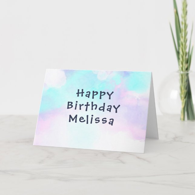 Modern Abstrakt Blue & Lila Watercolor Birthday Kort (Framsida)