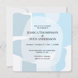 Modern Abstrakt Blue Minimalist Artistic Bröllop Inbjudningar
