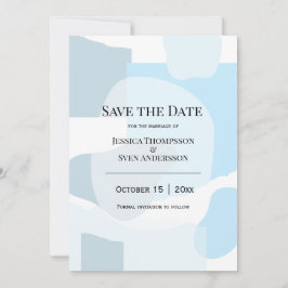 Modern Abstrakt Blue Minimalist Artistic Bröllop Spara Datumet