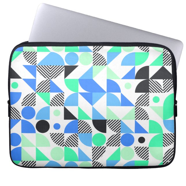 Modern Abstrakt Blue Mint Geometric Laptop Fodral (Framsidan)
