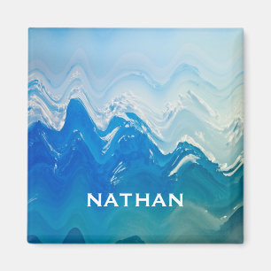 Modern Abstrakt Blue Ocean Art Personlig Magnet