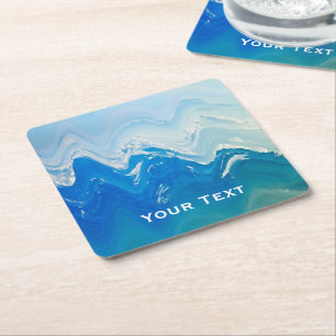 Modern Abstrakt Blue Ocean Art Personlig Underlägg Papper Kvadrat