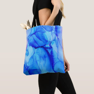 Modern Abstrakt Blue och Lila Bläck Art Tygkasse