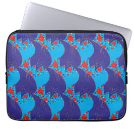Modern abstrakt BLUE och röd regnbåge faller mönst Laptop Sleeve