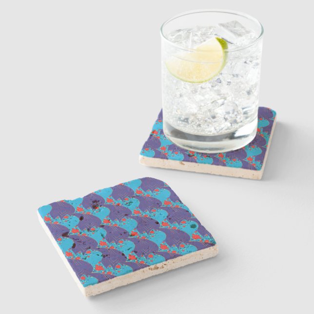 Modern abstrakt BLUE och röd regnbåge faller mönst Underlägg Sten (Sidan)