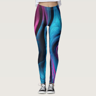 Modern Abstrakt-Blue och Rosa- Leggings