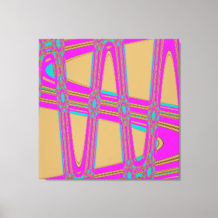 Modern Abstrakt Blue Shock rosa Weave Wave Mönster Canvastryck