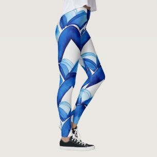 Modern Abstrakt Blue Watercolor Leggings