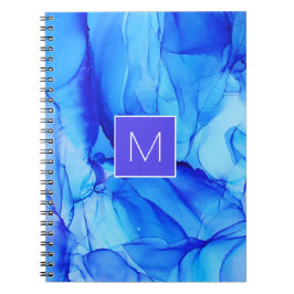 Modern Abstrakt Blue White Monogram-målning Anteckningsbok