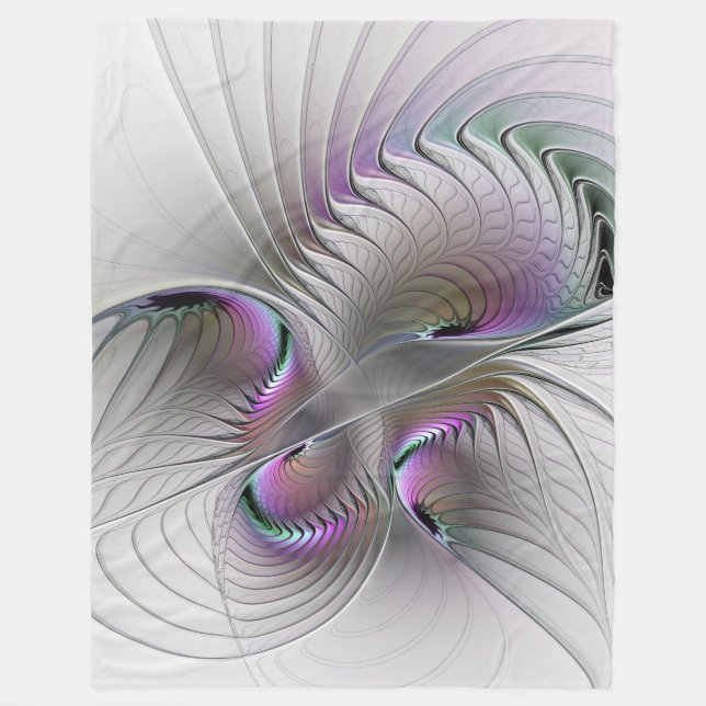 Modern Abstrakt Blyg Fantasyfigur Fraktal Konst Fleecefilt (Framsidan)
