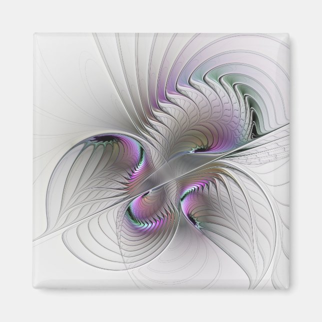 Modern Abstrakt Blyg Fantasyfigur Fraktal Konst Magnet (Framsidan)
