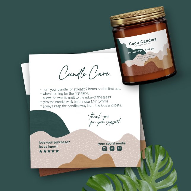 Modern Abstrakt Boho Candle-vårdkort Fyrkantigt Visitkort (Skapare uppladdad)