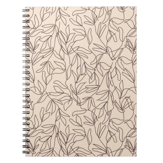 Modern abstrakt boho line art löv mönster anteckningsbok (Framsidan)