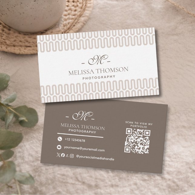Modern Abstrakt Boho Neutral Beige Professionell  Visitkort (Skapare uppladdad)