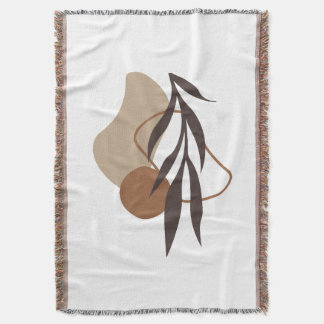 Modern Abstrakt Boho Plant Shapes Art Filt