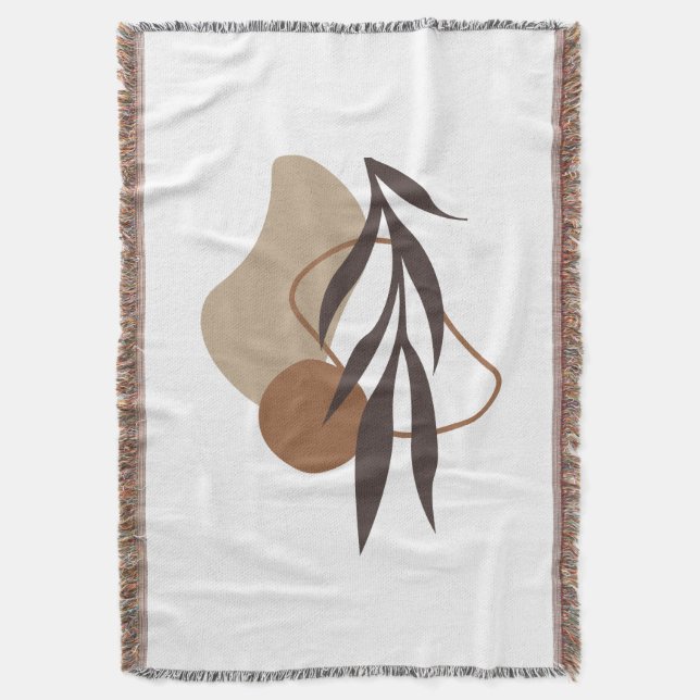 Modern Abstrakt Boho Plant Shapes Art Filt (Framsidan Vertikal)