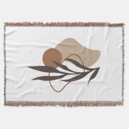 Modern Abstrakt Boho Plant Shapes Art Filt