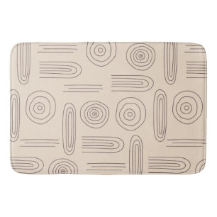 Modern abstrakt boho rainbow line art mörk brun badrumsmatta