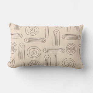 Modern abstrakt boho rainbow line art mörk brun lumbarkudde