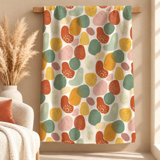 Modern Abstrakt Boho Regnbåge Filttäcke Dekor Desi Fleecefilt (Modern Abstract Boho Rainbow Blanket Decor Design)