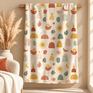 Modern Abstrakt Boho Regnbåge Kastkudde Dekoration Fleecefilt
