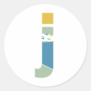 Modern Abstrakt Bokstav J Monogram Personlig Runt Klistermärke