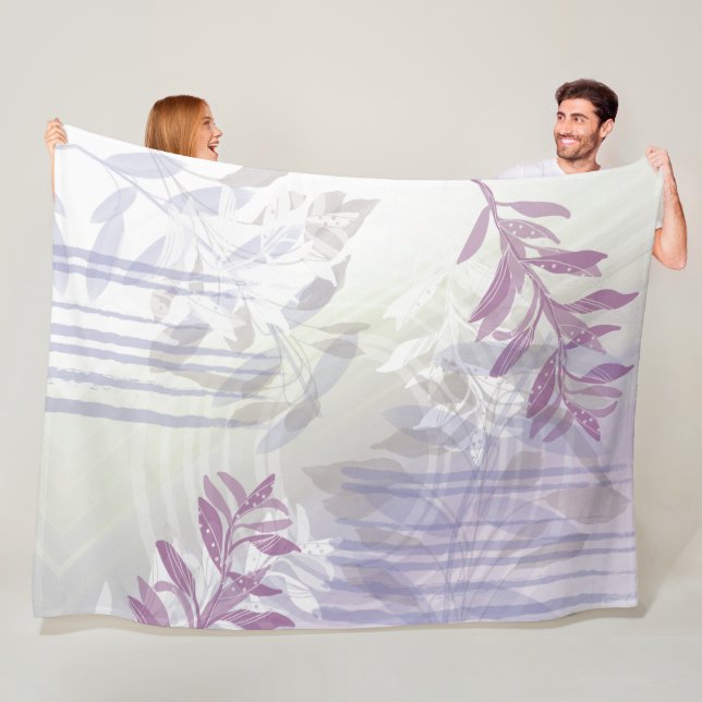 Modern abstrakt botanisk blad fleecefilt (På plats)