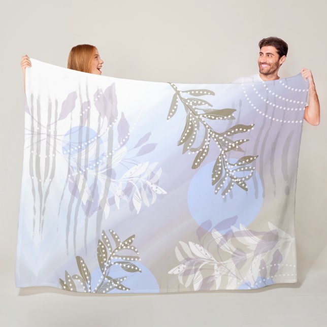 Modern Abstrakt Botanisk Blad Fleecefilt (På plats)