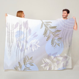 Modern Abstrakt Botaniskt Löv Fleecefilt