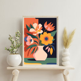 Modern Abstrakt Botaniskt Vas-blomma Poster