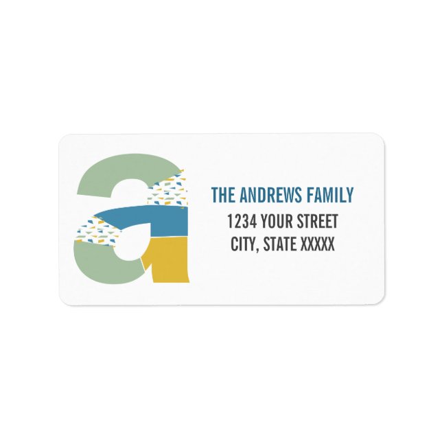 Modern Abstrakt Brev A Monogram Initial Adress Adressetikett (Framsidan)