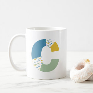 Modern Abstrakt Brev C Monogram Initial Kaffemugg