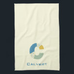 Modern Abstrakt Brev C Monogram Initial Kökshandduk<br><div class="desc">Teadhanddukar med en abstrakt,  modernt monogram.</div>