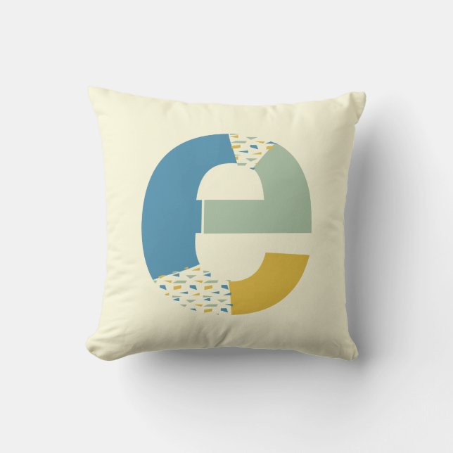 Modern Abstrakt Brev E Monogram Initial Kudde (Framsida)