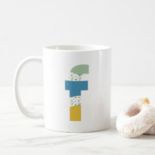 Modern Abstrakt Brev F Monogram Initial Kaffemugg
