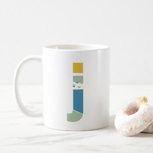 Modern Abstrakt Brev J Monogram Initial Kaffemugg
