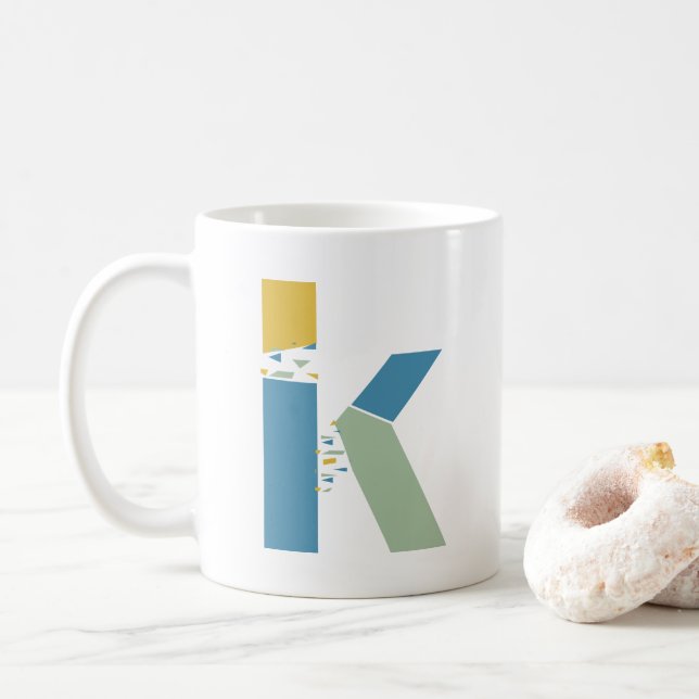 Modern Abstrakt Brev K Monogram Initial Kaffemugg (Med munk)
