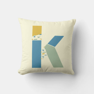 Modern Abstrakt Brev K Monogram Initial Kudde
