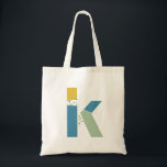 Modern Abstrakt Brev K Monogram Initial Tygkasse<br><div class="desc">Tote bag med abstrakt brev monogram.</div>