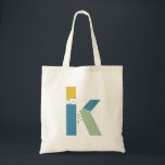 Modern Abstrakt Brev K Monogram Initial Tygkasse<br><div class="desc">Tote bag med abstrakt brev monogram.</div>