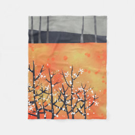 Modern Abstrakt - brinnande Orange i liggande Fleecefilt