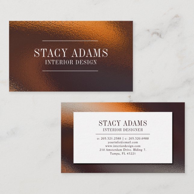 Modern Abstrakt Bronze Foliage Visitkort (Fram/baksida)