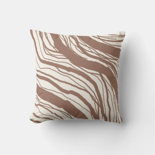 Modern Abstrakt Brown White Rand Kudde