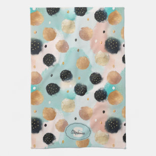 Modern Abstrakt Brushstroke & Polka Dot Mönster Kökshandduk