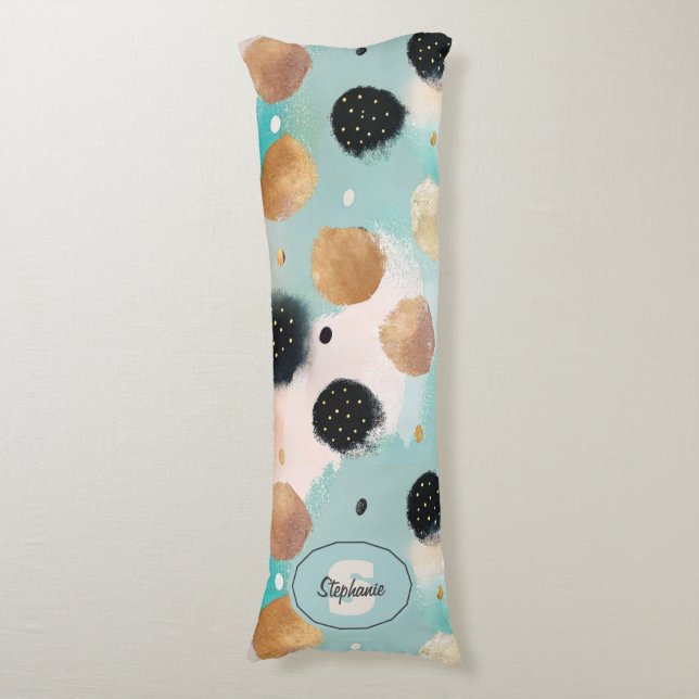 Modern Abstrakt Brushstroke & Polka Dot Mönster Kroppskudde (Framsidan Vertikal)