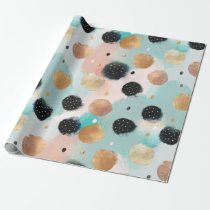Modern Abstrakt Brushstroke & Polka Dot Mönster Presentpapper