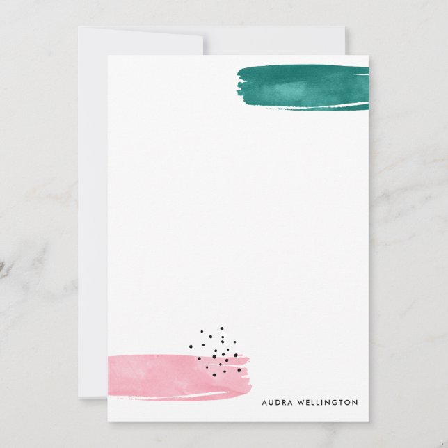 Modern Abstrakt Brushstrokes stationery Flat Card Anteckningskort (Framsida)