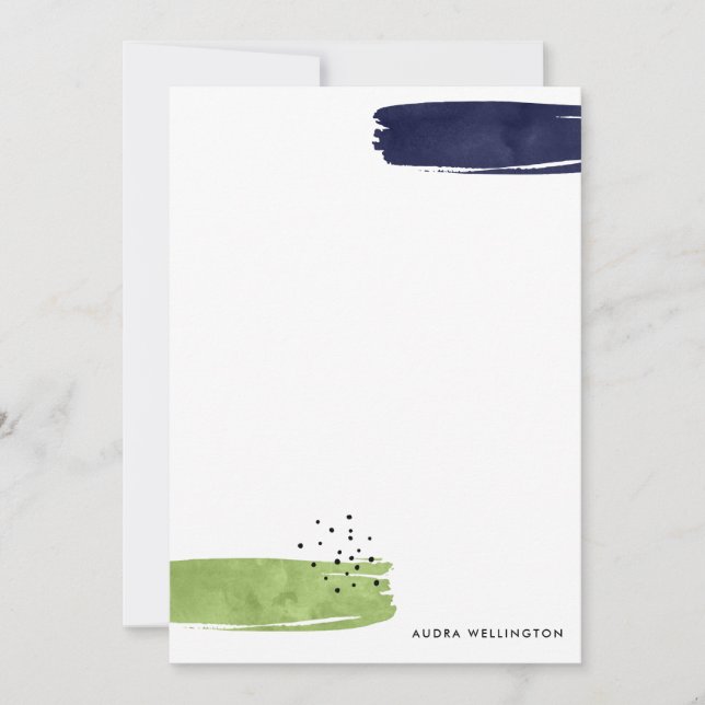 Modern Abstrakt Brushstrokes stationery Flat Card Anteckningskort (Framsida)
